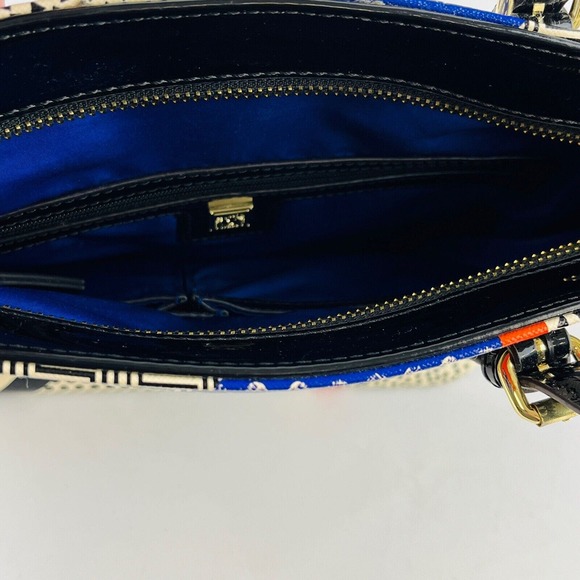 Anne‎ Klein Handbag Multicolor Chevron Polka Dot Stripe Faux Leather Patent Trim - Picture 8 of 10